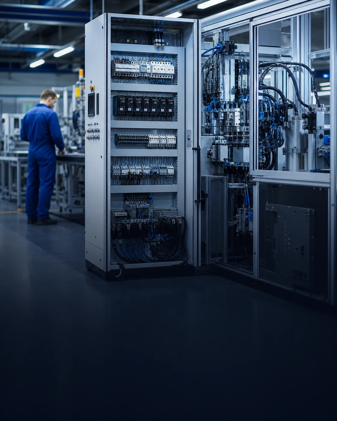 Industrial production line and electrical control cabinet