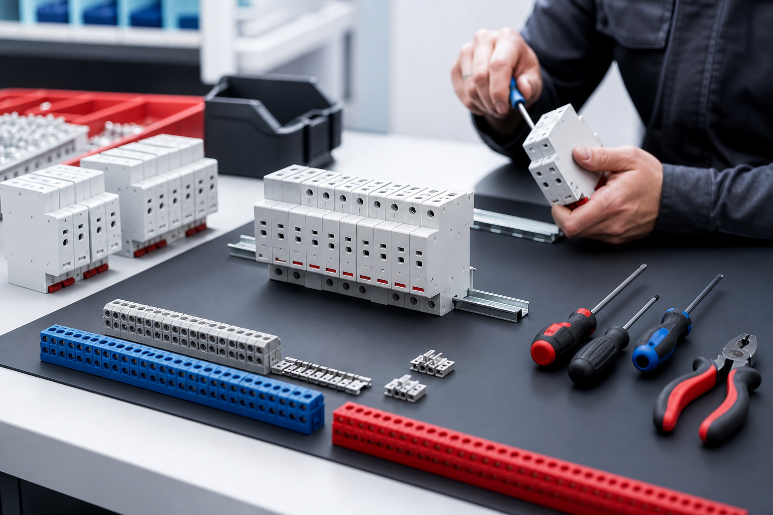 Surge protection device assembly workstation